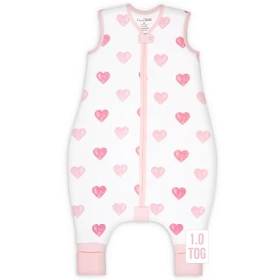 Abbildung von Mama Cheetah Baby Schlafsack mit Füße 1.0 TOG, Ganzjahres Schlafsack, Bio Baumwolle Schlafsäcke ohne Ärmeln Babyschlafsack Beinen für Säugling Kinder Junge Mädchen, 70cm (Baby Höhe 80 90cm)