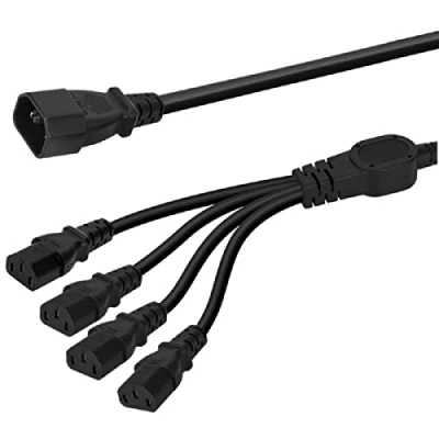 Abbildung von YCYUYUFUNS IEC320 Y Split Kabel C14 zu 4 x C13 Typ Splitter Stromverlängerungskabel für Haushaltsgerät PC Computer Bühnenleuchten
