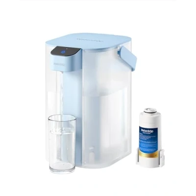 Abbildung von Waterdrop Sofortiger Elektrischer Wasserfilter Kanne, 3.5L 3 Monate Outdoor Trinkwasser System, Reduziert Chlor, Blei, Quecksilber, PFAS, PFOA/PFOS, Hellblau (mit 1 757 Liter Filter)