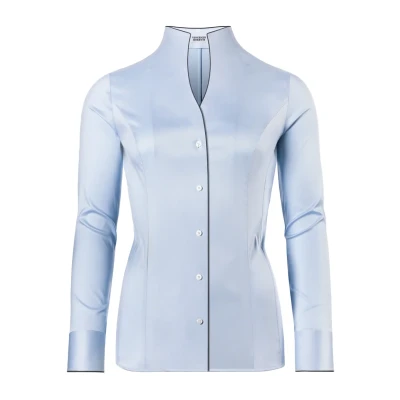 Abbildung von Vincenzo Boretti Stretch Hemdbluse, Damen, Größe: 34, Eisblau