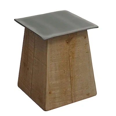 Abbildung von Hocker HWC L76, Sitzhocker Holzhocker, Industrial Massiv Holz MVG Zertifiziert, Natur mit Metall Optik