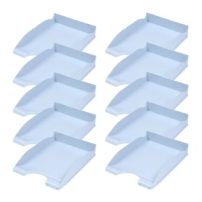 Abbildung von DONAU 7466101PL 10 Briefablage Standard/Blau Pastellfarbe/ Stück A4 / Briefkorb Moderne und Stapelbare Ablage/Schreibtischablage/Polystyrol
