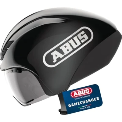 Abbildung von ABUS Zeitfahrhelm Gamechanger TT 1.1 aerodynamischer Fahrradhelm für sportliches Fahren Triathlon, Zeitfahren und Bahnradfahren Damen Herren Größe L, Schwarz