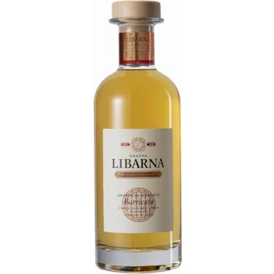 Abbildung von Grappa Libarna Barricata 70cl aus Moscato Trauben, 12 Monate gereift. Süß und aromatisch. 41% vol.