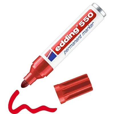 Abbildung von edding 550 Permanentmarker rot 1 Stift Rundspitze 3 4 mm wasserfest, schnell trocknend wischfest für Karton, Kunststoff, Holz, Metall, Glas
