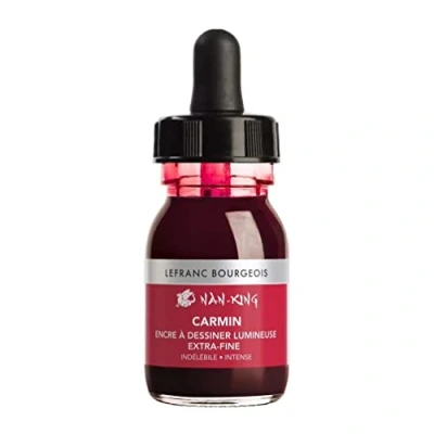 Abbildung von Lefranc &amp; Bourgeois 301277 Nan King Kalligrafie und Zeichentusche, pigmentierte Tusche, hohe Farbbrillanz, Leuchtkraft für feinste Zeichnungen, Skizzen, 30ml Flasche Karmin