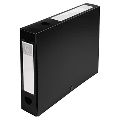 Abbildung von Exacompta 59631E 10er Pack Sammelbox OPAK 60mm mit Druckknopf aus blickdichtem Kunststoff für DIN A4 Archivbox Heftbox Zeichenbox Sammelmappe schwarz