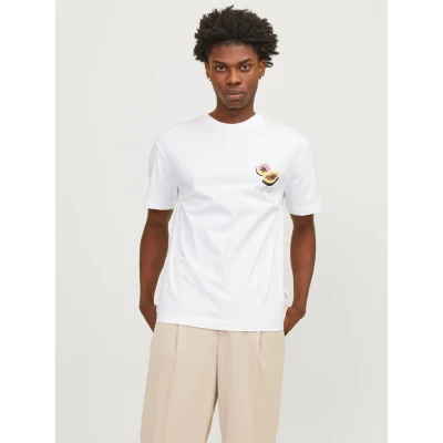 Abbildung von Jack &amp; Jones Jortampa BACK CREW NECK Tshirt print, Herren, Größe: Small, Bright white