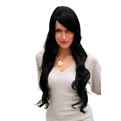 Abbildung von WIG ME UP 9321L 2 Perücke schwarz sehr lange leicht gewellte Haare mit Scheitel ca.70 cm