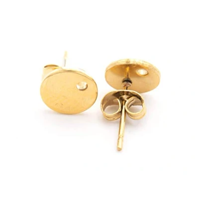 Abbildung von Vintageparts Ohrstecker mit Plättchen zur Aufhängung aus 304 Edelstahl in goldfarben 2 Stück zum Schmuck selber basteln