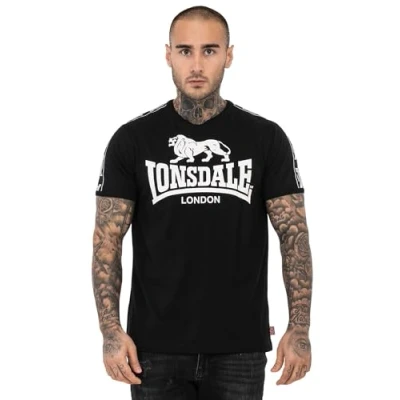 Abbildung von Lonsdale Normale Passform Stour Tshirt print, Herren, Größe: Medium, Black white