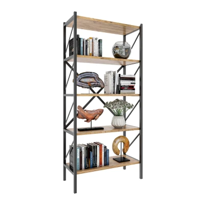 Abbildung von VCM Standregal Holz Metall Stand Regal Büro Bücher Insasi 5fach, 1 tlg.