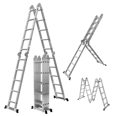 Abbildung von 𝐂𝐑𝐀𝐅𝐓𝐅𝐔𝐋𝐋 Aluminium Mehrzweckleiter CF 104A 𝟑 𝐉𝐀𝐇𝐑𝐄 𝐆𝐀𝐑𝐀𝐍𝐓𝐈𝐄 6in1 Multifunktionsleiter 20 Sprossen 576 cm Leiter Gelenkleiter Leitergerüst (Silber 4x5 Sprossen)