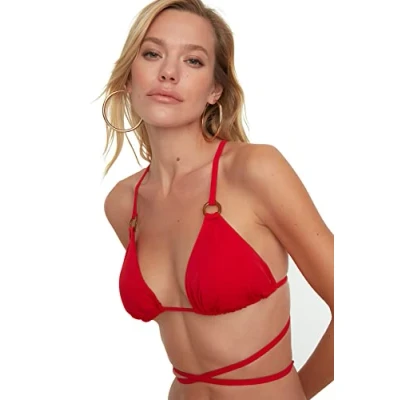 Abbildung von TRENDYOL Women&#039;s Accessoire detaillierte Bikini Top, Red, 36