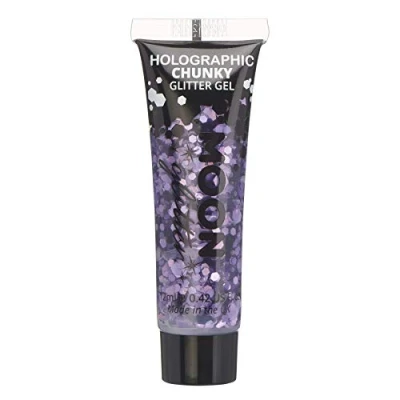 Abbildung von Holographisches Gesichts &amp; Körper Chunky Glitzer Gel von Moon Glitter 12ml Violett Gesichtsfarbe