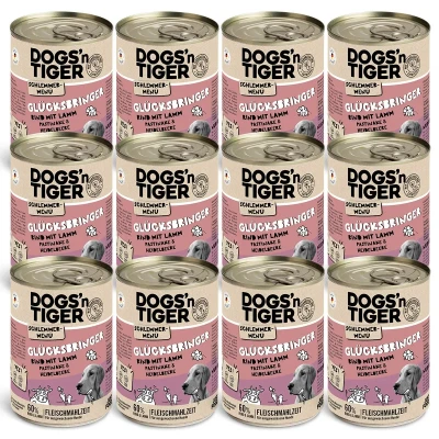 Abbildung von Adult Hundefutter, Glücksbringer, Nassfutter, Getreidefrei, Rind, Lamm, Pastinake &amp; Heidelbeeren, 12x 400g 12x400g