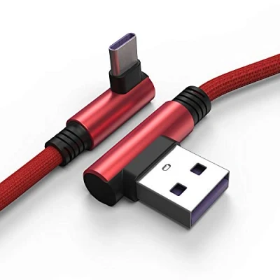 Abbildung von TECHGEAR USB C Kabel, [1M] 90 Grad rechtwinkliges Kabel passt Samsung S24, S23, S22 S21 S20 FE/Plus/Ultra S10, S9, A12 A13 A14 A22 A23 A32 A33 5G, A02s, A03s, A52 A53 A54 usw