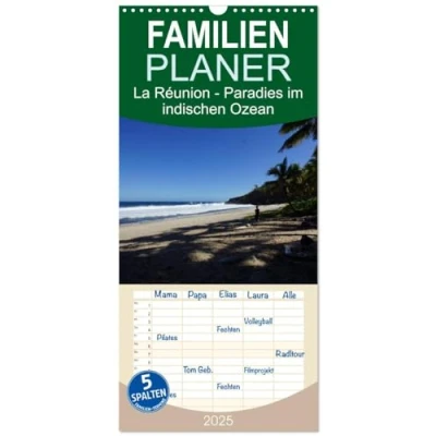 Abbildung von Familienplaner 2025 La Réunion Paradies im indischen Ozean mit 5 Spalten (Wandkalender, 21 cm x 45 cm), CALVENDO