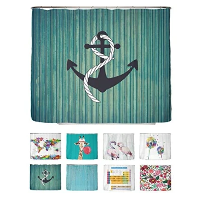 Abbildung von arteneur® Anker Anti Schimmel Duschvorhang Recycelt 240x200 mit Öko Tex Standard 100 Beschwerter Saum, Blickdicht, Wasserdicht, Waschbar, 16 Ringe &amp; E Book Reinigungs Tipps