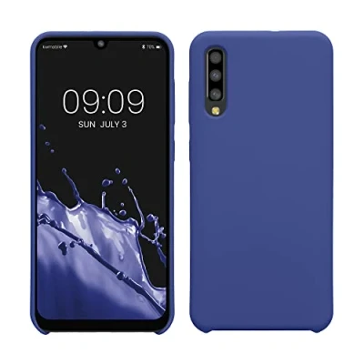 Abbildung von kwmobile Hülle kompatibel mit Samsung Galaxy A50 Silikon Handy Case Handyhülle weiche Oberfläche kabelloses Laden Blauviolett