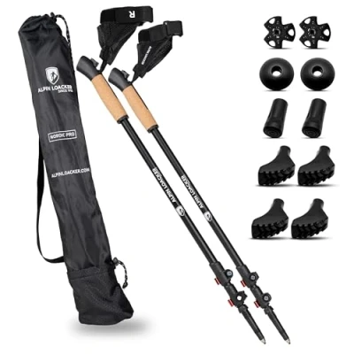 Abbildung von Alpin Loacker Nordic Walking Stöcke Leichte Teleskop für Damen und Herren 105 135 cm, Aluminium Trekkingstöcke Asphalt Bergsport