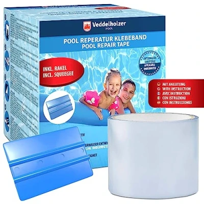 Abbildung von Veddelholzer Garten Klebeband Reparaturset wasserdichtes Unterwasser Pool zum Abdichten (Unterwasser einsetzbar, Transparentes Abdichtband, Flex Tape, Flickzeug) von Swimmingpool für alle Pooloberflächen