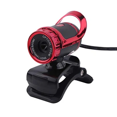 Abbildung von ASHATA USB 2.0 12M Pixel Clip on Webcam Webkamera HD 360 drehbarer Ständer Integriertes Mikrofon PC Videokamera für PC(rot)