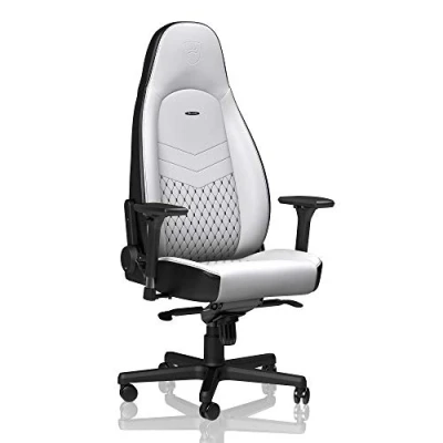 Abbildung von noblechairs ICON PC Gaming Stuhl Weiß/Schwarz Ergonomischer Bürostuhl 150 kg Belastbarkeit Schreibtischstuhl Weiss Ergonomic Office Chair PU Kunstleder Inklusive Kissen