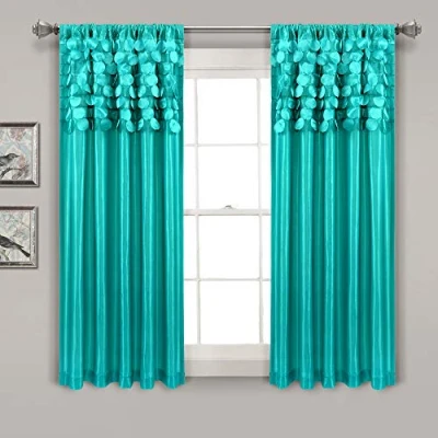 Abbildung von Lush Decor Circle Dream Fenstervorhänge Set für Wohnzimmer, Esszimmer, Schlafzimmer, 137 cm B x 160 L, Türkis