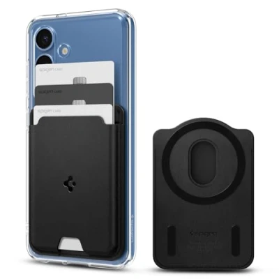 Abbildung von Spigen Valentinus MagFit magnetischer Kartenhalter 3 Karten Kompatibel mit Hülle Entwickelt für Samsung Galaxy S25/S25+/S25 Ultra Modelle Schwarz