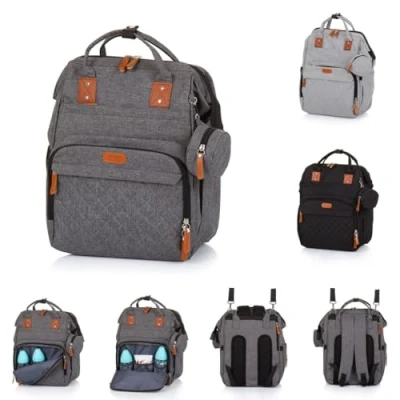 Abbildung von Chipolino Wickeltasche, Kinderwagen Rucksack Reißverschluss Schnullertasche, Farbe:grau