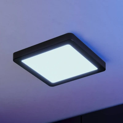 Abbildung von EGLO connect.z Smart Home LED Badezimmer Deckenleuchte Fueva 6 Z, ZigBee, App und Sprachsteuerung Alexa, warmweiß kaltweiß, RGB, dimmbare Bad Deckenlampe, schwarz, IP44, 22x22 cm