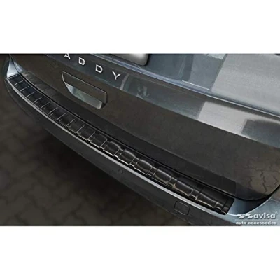 Abbildung von Avisa Schwarz Edelstahl Heckstoßstangenschutz kompatibel mit Volkswagen Caddy V 2020 &#039;Ribs&#039;