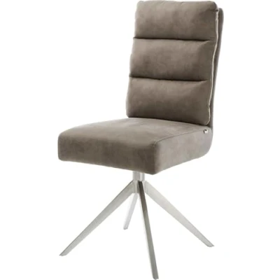 Abbildung von Drehstuhl Pela Flex Mikrofaser Taupe Vintage Kreuzgestell breit Edelstahl 360 drehbar Wippfunktion Taschenfederkern