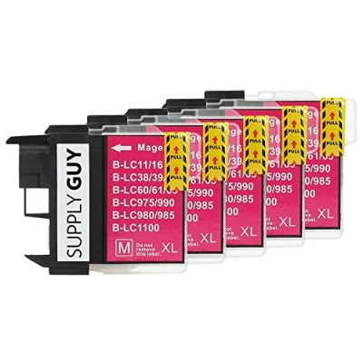 Abbildung von Supply Guy 5 Druckerpatronen kompatibel mit Brother LC 1100 Magenta