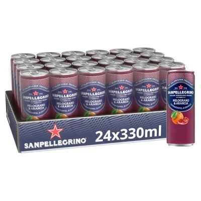 Abbildung von San Pellegrino Naturali Melograno &amp; Arancia Orangen Granatapfel Limonade mit 10% Orangensaft und 5% Granatapfelsaft (aus Konzentrat) 24er Pack (24 x 330ml) Einweg Dosen