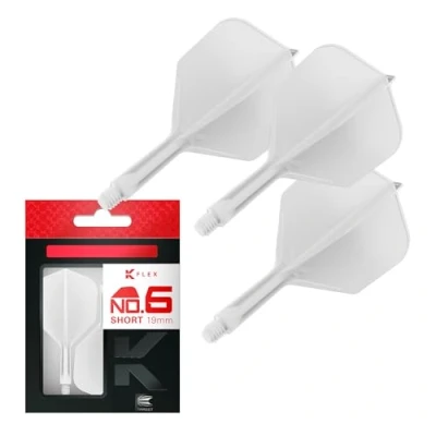 Abbildung von Target Darts K Flex Integrated Dart Flights and Shafts, Nr.6 Weiß (Kurz) 3er Pack No6, Kflex All In One Moulded Flight &amp; Stem Professionelles Zubehör