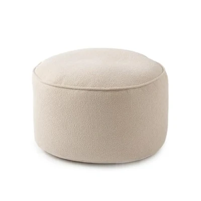 Abbildung von Lumaland Sitzsack Pouf aus der Teddy Reihe Indoor Hocker mit Füllung kompakter Sessel inkl. EPS Perlen 3 in 1: Sitzpouf, Tischchen &amp; Fußschemel Bean Bag klein flauschig Ø 25 x 45 cm