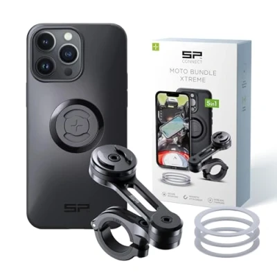 Abbildung von SP CONNECT Moto Bundle II Xtreme SPC+ kompatibel mit iPhone 14 Pro Max Handyhalter für Motorrad Bike Moped Roller Gadget Halterung Navi