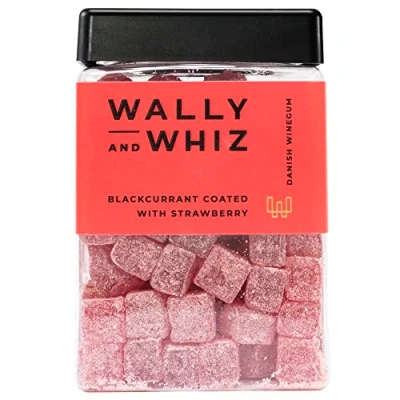 Abbildung von Wally and Whiz Dänische Gourmet Weingummis Schwarzes Johannesbeer/Erdbeer Süßigkeiten Fruchtgummis Tolles Geschenk Vegane Glutenfrei und Allergenfrei Natürliche Aromen &amp; Farben 240g