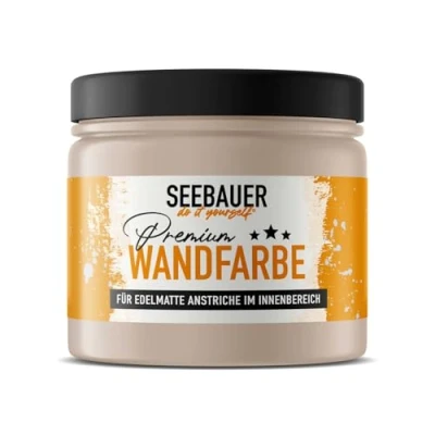 Abbildung von SEEBAUER diy Wandfarbe Braun 300ML für Innen (No. 611 Hazel Eyes) Edelmatte hellbraune Innenfarbe Brauntöne sehr hohe Deckkraft Matt, Abwaschbar und Tropffrei