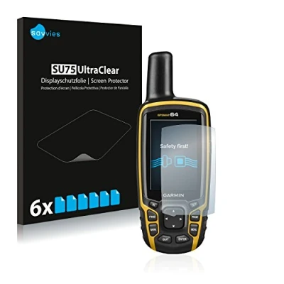 Abbildung von Savvies 6 Stück Schutzfolie für Garmin GPSMAP 64 Displayschutz Folie Ultra Transparent