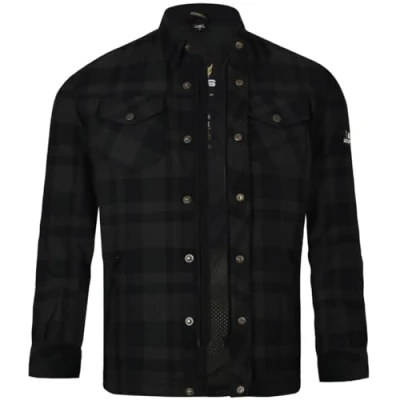 Abbildung von Bores Motorradjacke Lumberjack Jacken Hemd Basic schwarz / dunkelgrau Herren