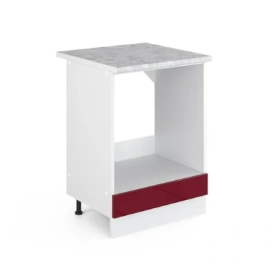 Abbildung von Vicco Herdumbauschrank R Line, Bordeaux Hochglanz/Weiß, 60 cm, AP Marmor