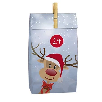 Abbildung von Spetebo befüllbarer Adventskalender mit 24 Papiertüten: Rentier (Set, tlg), zum Befüllen