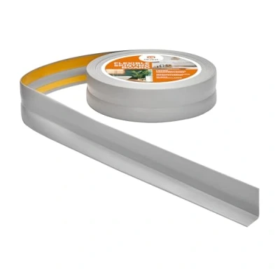 Abbildung von Quest Weichsockelleiste Selbstklebend, PVC Sockelleiste, Abschlussleiste 32 mm x 23 Flexible Knickleiste für Innenbereich, Wand, Boden Dicht, Dekorativ 20 Meter, Grau