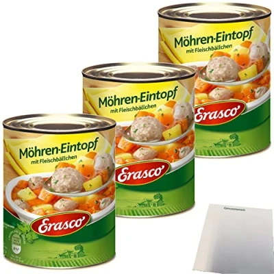 Abbildung von Erasco Möhren Eintopf mit Fleischbällchen 3er Pack (3x800g Dose) + usy Block