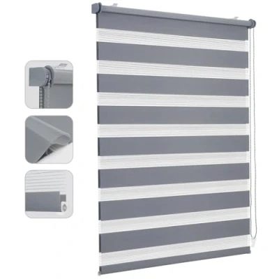 Abbildung von Sekey Doppelrollo Klemmfix ohne Bohren für Fenster, 50 cm breit, Duo Rollo Jalousie Sonnenschutz, 50x100cm, Grau