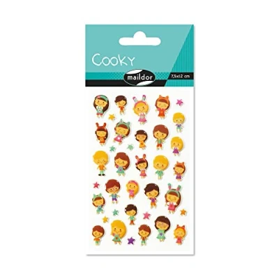 Abbildung von Maildor CY030O Packung mit Stickers Cooky 3D (1 Bogen, 7,5 x 12 cm, ideal zum Dekorieren, Sammeln oder Verschenken, Puppen) 1 Pack