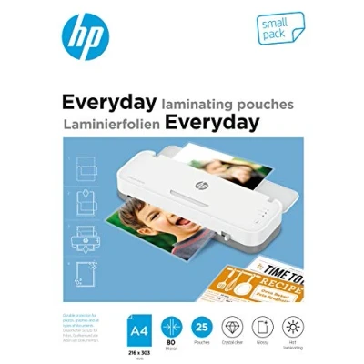 Abbildung von Go Europe Prospekthülle 9154 HP Laminierfolien Everyday A4 80 Micron, glänzend, transparent, Heißlaminieren, Small Pack, 25 Stück, 9153